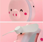 Carton USB rechargeable pig bear mini fan LED light cosmetic make up mirror LED light fan
